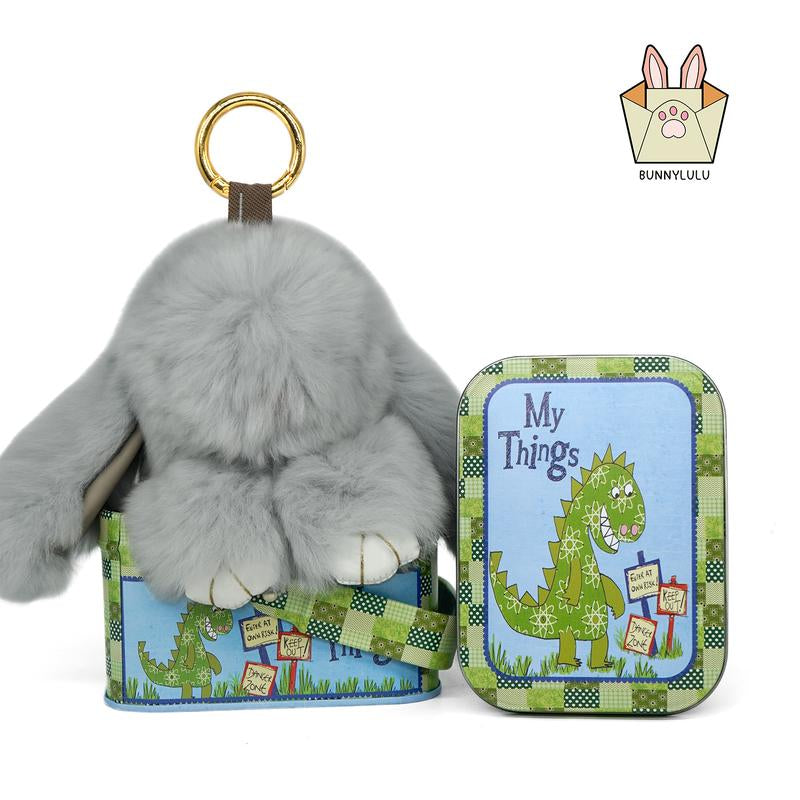 【Bunnylulu】Soft Plush Bunny Keychain – Comfort Toy in Tin Box, Easter Stress Relief Gift for Kids, Teens & Friends