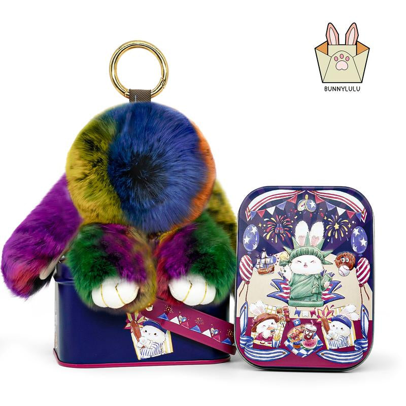 【Bunnylulu】Soft Plush Bunny Keychain – Comfort Toy in Tin Box, Easter Stress Relief Gift for Kids, Teens & Friends