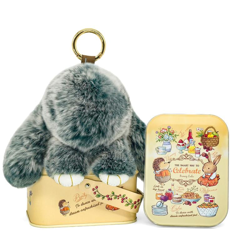 【Bunnylulu】Soft Plush Bunny Keychain – Comfort Toy in Tin Box, Easter Stress Relief Gift for Kids, Teens & Friends