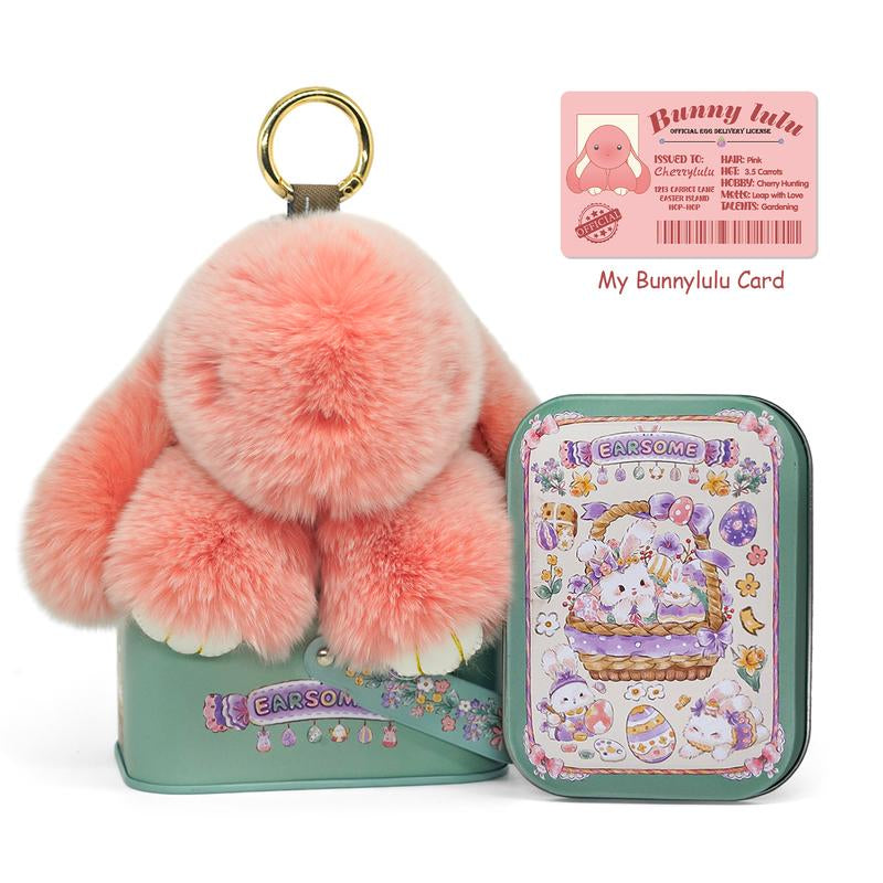 【Bunnylulu】Soft Plush Bunny Keychain – Comfort Toy in Tin Box, Easter Stress Relief Gift for Kids, Teens & Friends