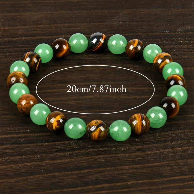 1Pc Arpurraina Money Attraction Bracelet with Green Aventurine & Tiger Eye - Blue Friendship Bracelet Beaded Jewelry Protection Bracelet Encouragement Gift Fashion Artificial Bracelet of the Day Colorblock Beaded Crystal Bracelet